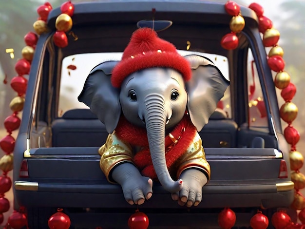baby elephant drive a car happy new year