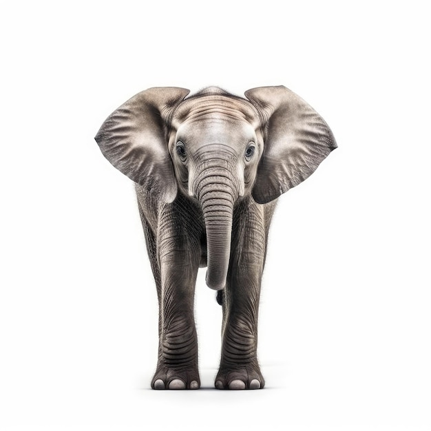 Baby Elephant isolated on white generative AI