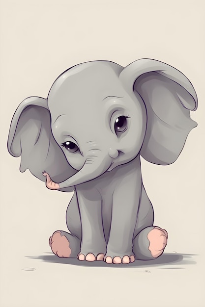 A baby elephant with a cute face.