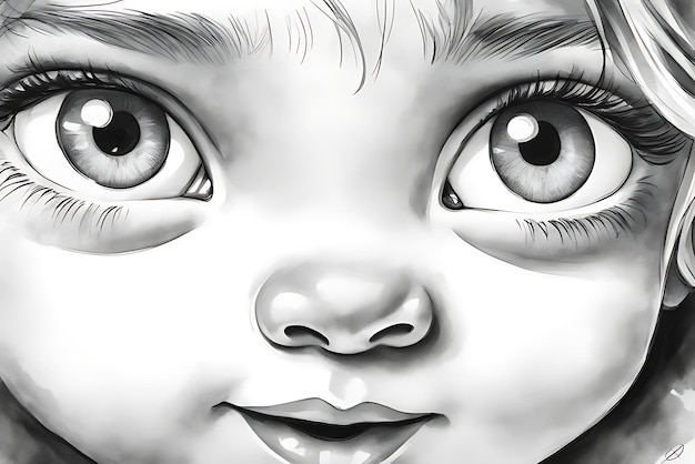 Baby Face Coloring Page Printable Sketch Print and Color