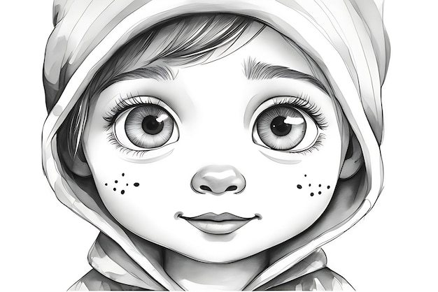 Baby Face Coloring Page Printable Sketch Print and Color