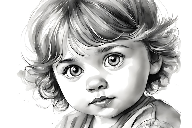 Baby Face Coloring Page Printable Sketch Print and Color