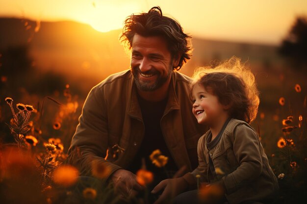 Foto il bambino e il padre nel parco