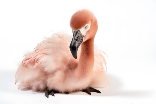 Детеныш фламинго изолировать на белом фоне