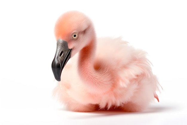 a baby flamingo isolate on white background