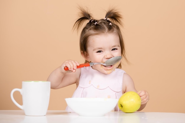 Baby food babies eating little baby eating fruit puree