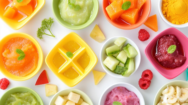 Baby food in a colorful bowl