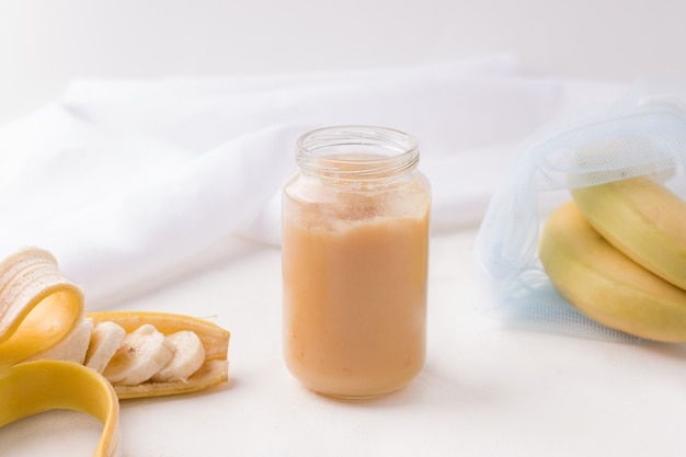 Baby food from banana puree