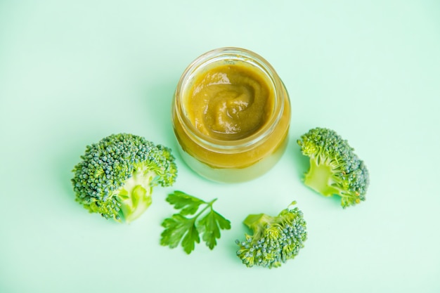 Baby food in small jars. 