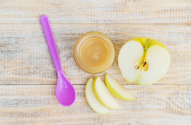 Baby food in small jars. 