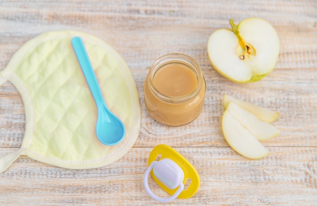 Baby food in small jars. 