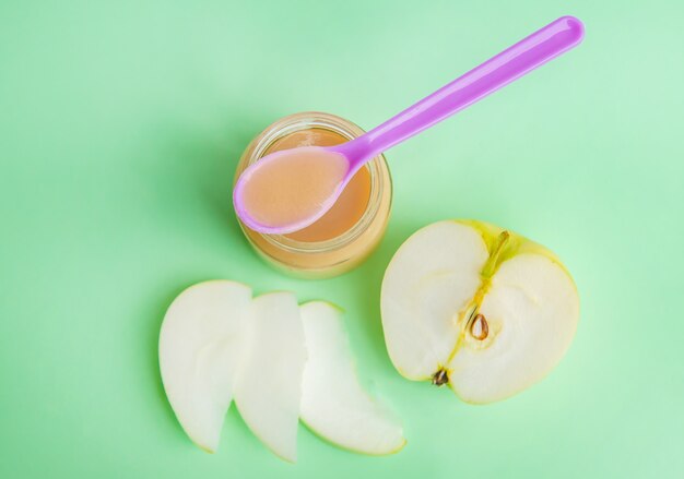 Baby food in small jars. 