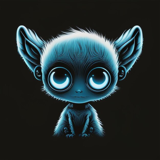 A baby fur alien with blue eye