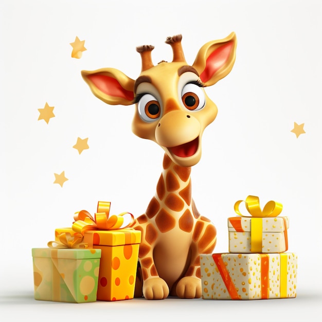 Photo baby giraffe birthday vector