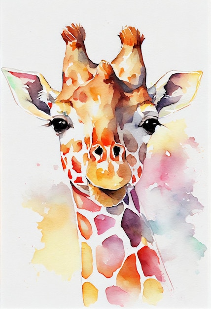 baby giraffe face watercolor