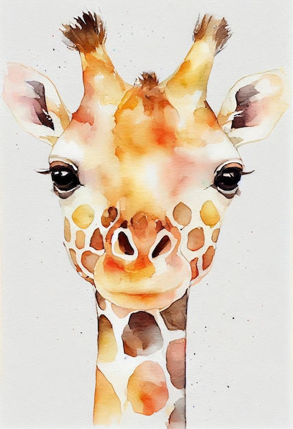 Baby giraffe gezicht aquarel