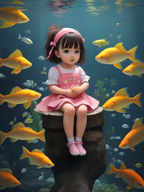 Baby Girl and Fish