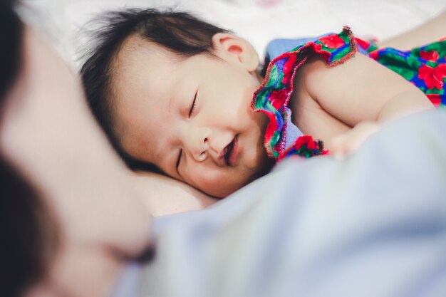 Baby Girl sleep with Aunty at home