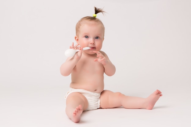 baby girl on white background