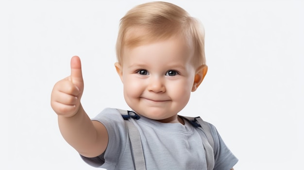 Photo baby giving thumbs up gesture