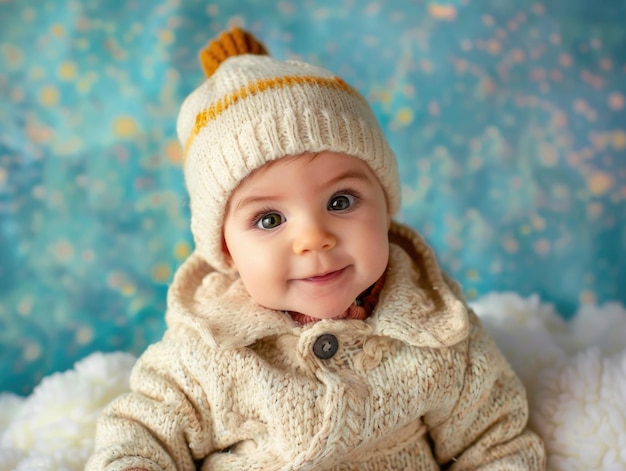 Baby glimlacht naar de camera
