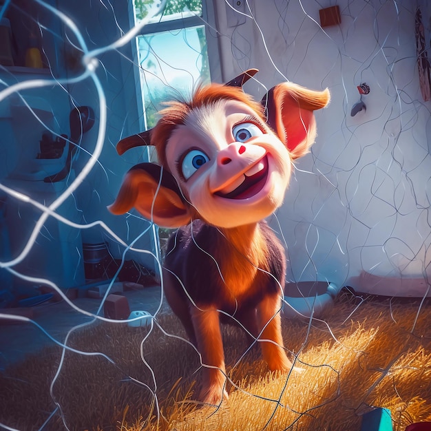 Baby goat in Pixar style