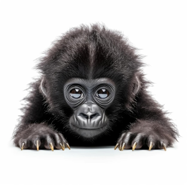 Маленькая горилла изолирована на белом генеративном ИИ