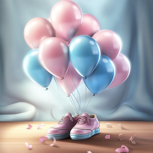 baby-grootte schoenen en ballonnen voor zwangerschap