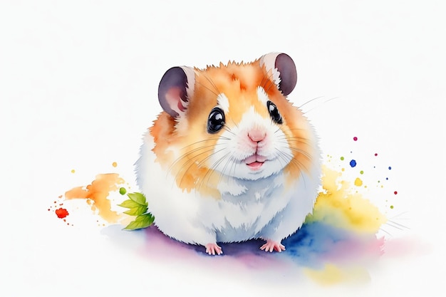 Baby hamster photo made in watercolor style