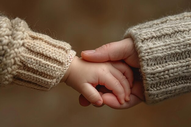 Foto la mano del bambino che tiene la mano della madre