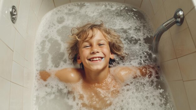 a baby happy bath time a child laughing in bath tub