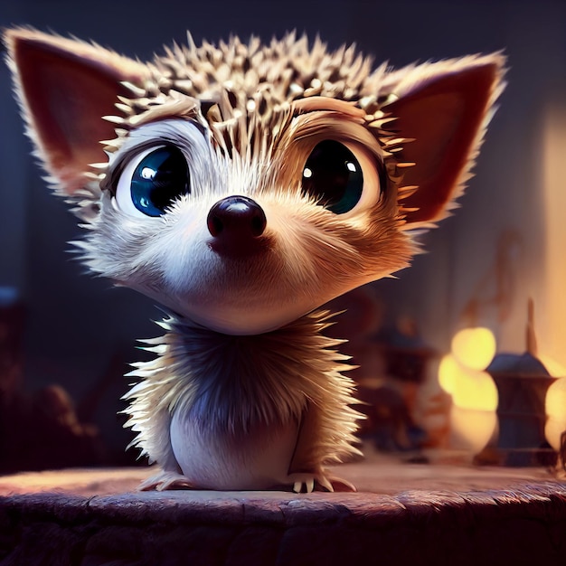 Baby hedgehog cute chibi little hedgepig portrait