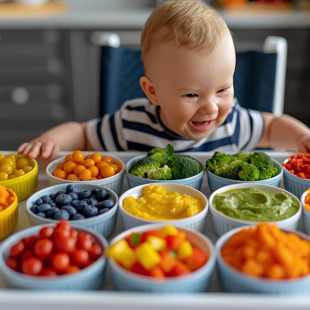 A baby in a high chair