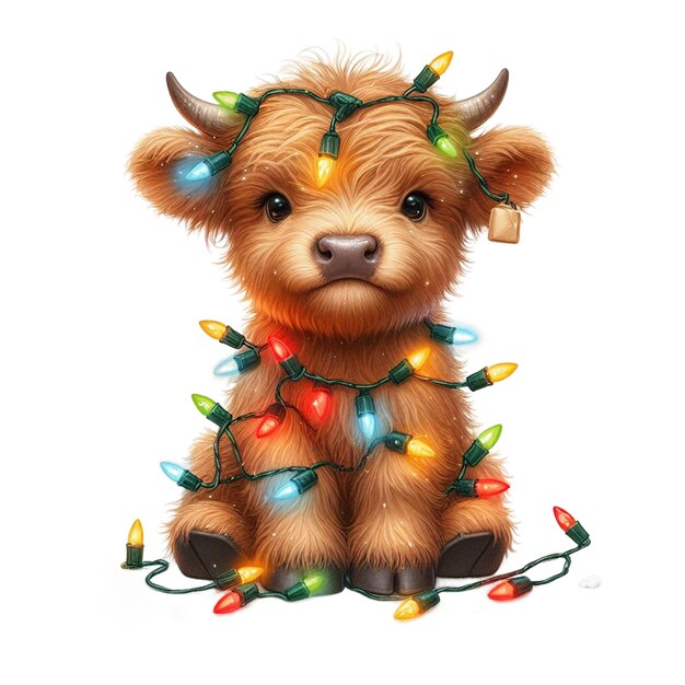 Baby Highland Cow Christmas Lights