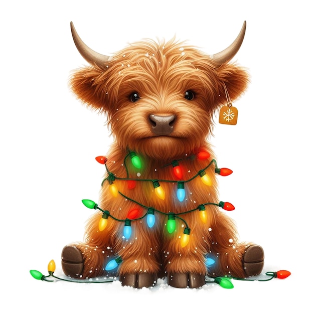 Baby Highland Cow Christmas Lights