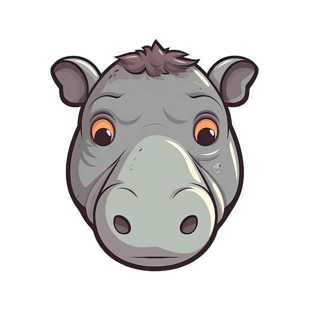 Baby Hippopotamus Face Sticker On Isolated Tansparent Background Png Logo Generative AI