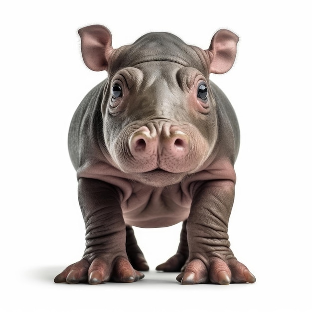 Baby Hippopotamus isolated on white generative AI
