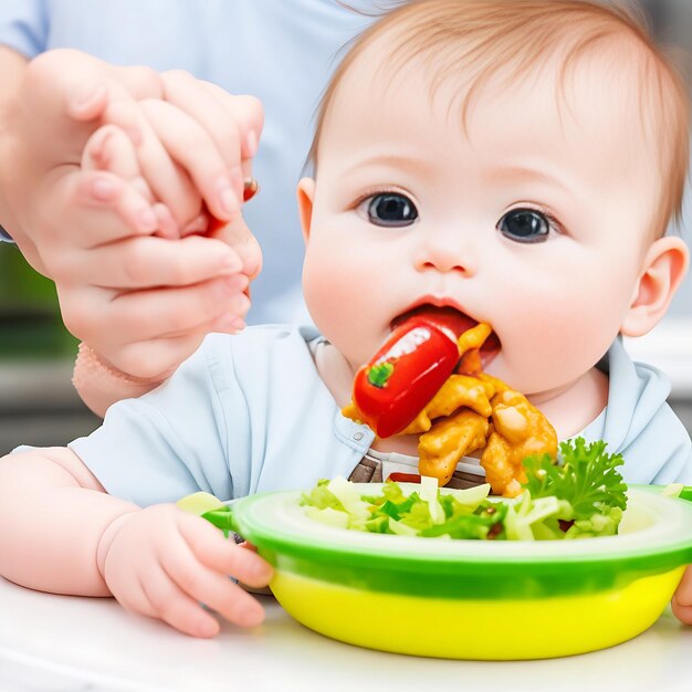 Baby holding amp eating food