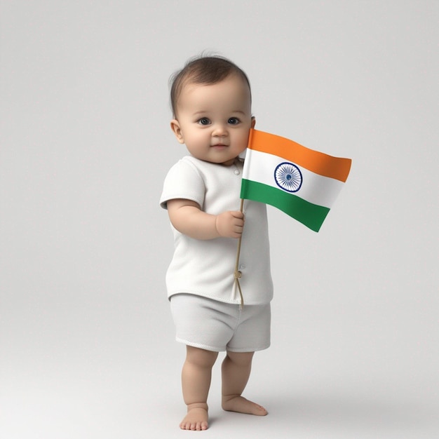 Baby Holding Indian Flag