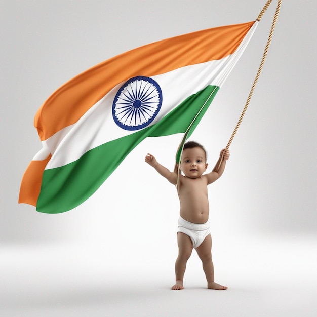 Baby Holding Indian Flag