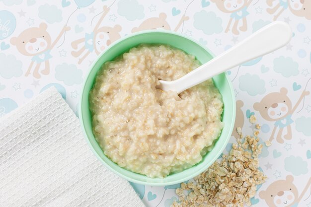 Baby homemade porridge top view