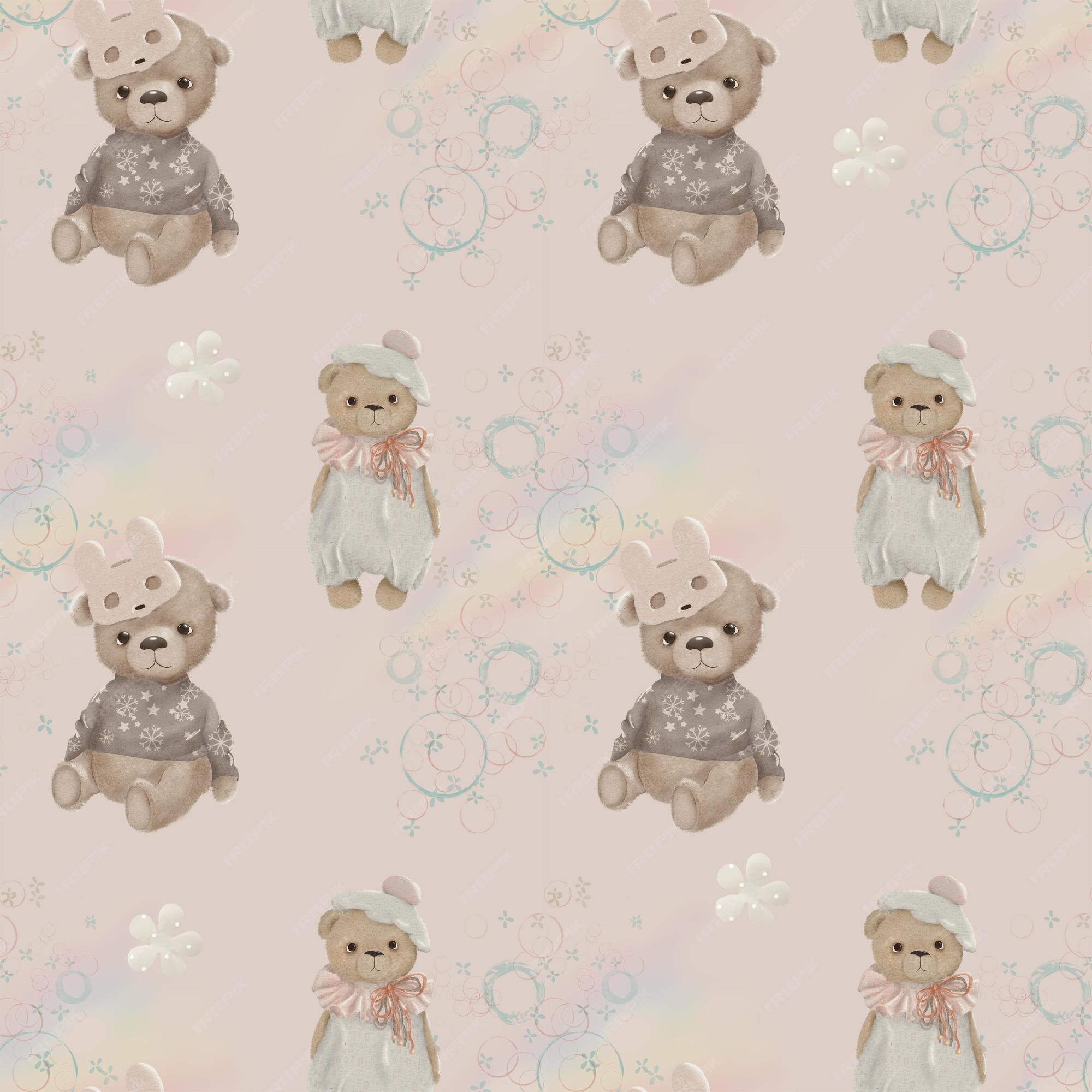 Teddy bear plush seamless pattern Royalty Free Vector Image