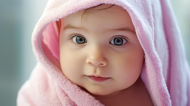 Baby in roze handdoek