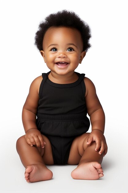 Photo a baby is sitting on the floor and smiling