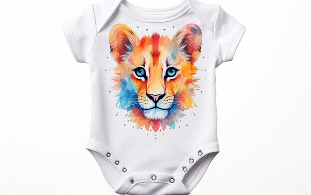 Baby Jumpsuit with Watercolor Prints on White Background