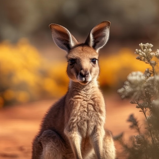 Baby kangaroo alone