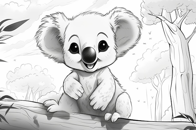 Photo baby koala coloring book page kids 1