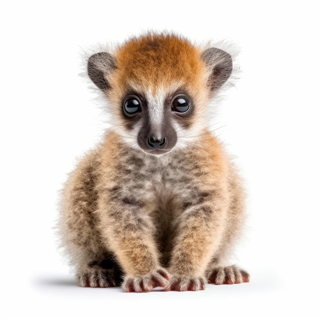 Baby Lemur isolated on white generative AI