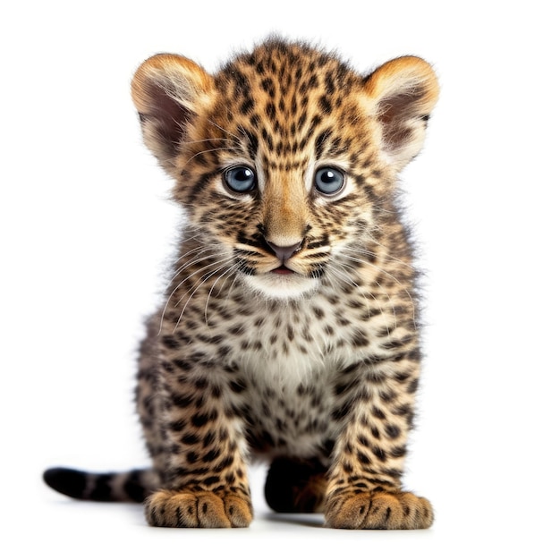 Baby Leopard isolated on white generative AI