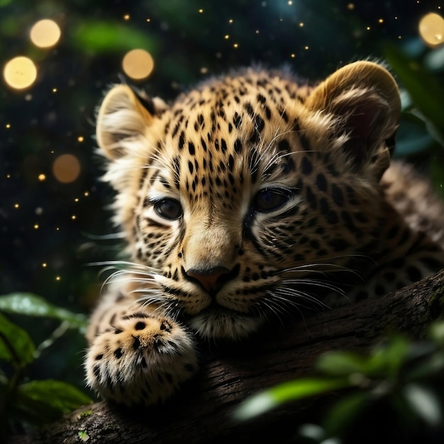 a baby leopard in the jungle